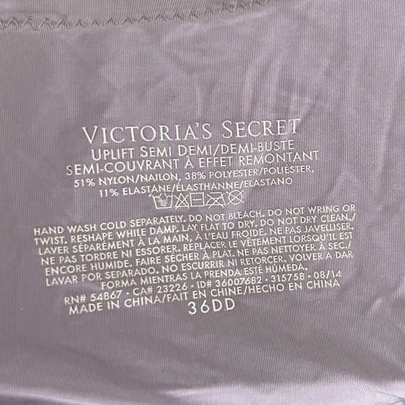 Victoria's Secret 36DD Uplift Semi Demi Purple Lavender Bra - Picture 2 of 3